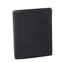 Pre Owned Coach Black Leather Slim Wallet