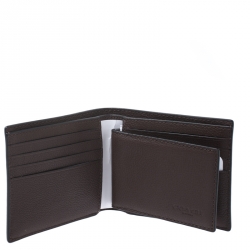 Coach Dark Brown Leather Compact Bifold Wallet