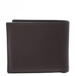Coach Dark Brown Leather Compact Bifold Wallet