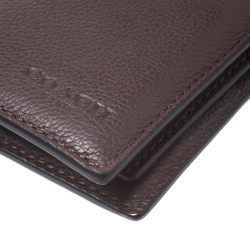 Coach Dark Brown Leather Compact Bifold Wallet