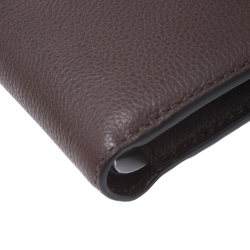 Coach Dark Brown Leather Compact Bifold Wallet