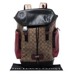 Coach Beige Signature Canvas and Leather Rivington With Coach Patch Backpack