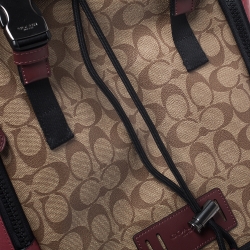 Coach Beige Signature Canvas and Leather Rivington With Coach Patch Backpack