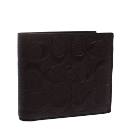 Coach Mahogany Signature Leather Compact Bifold Wallet