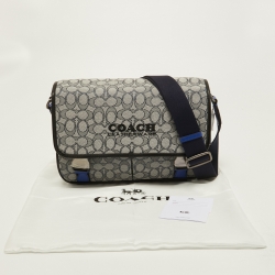 Coach Blue/Black Signature Jacquard Canvas League Messenger Bag