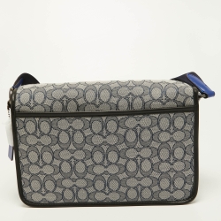 Coach Blue/Black Signature Jacquard Canvas League Messenger Bag