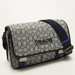 Coach Blue/Black Signature Jacquard Canvas League Messenger Bag