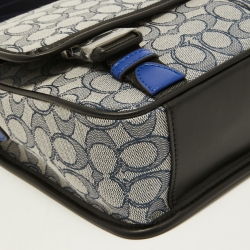 Coach Blue/Black Signature Jacquard Canvas League Messenger Bag
