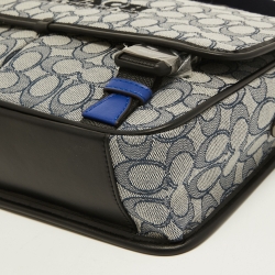 Coach Blue/Black Signature Jacquard Canvas League Messenger Bag