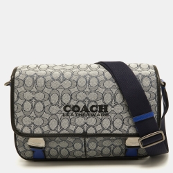 Coach Blue/Black Signature Jacquard Canvas League Messenger Bag Coach | TLC