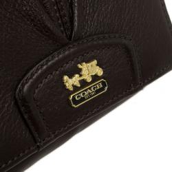 Pre Owned Coach Brown Ashley Leather Compact Clutch Wallet