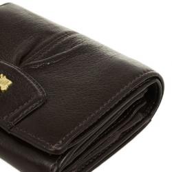 Pre Owned Coach Brown Ashley Leather Compact Clutch Wallet