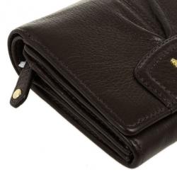 Pre Owned Coach Brown Ashley Leather Compact Clutch Wallet