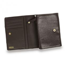 Pre Owned Coach Brown Ashley Leather Compact Clutch Wallet