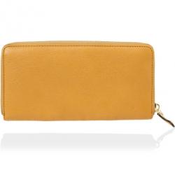 Pre Owned Coach Yellow Madison Leather Accordion Zip Wallet