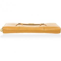 Pre Owned Coach Yellow Madison Leather Accordion Zip Wallet