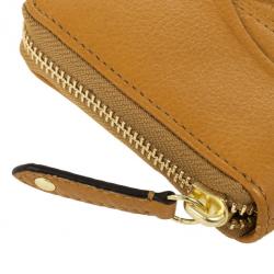 Pre Owned Coach Yellow Madison Leather Accordion Zip Wallet
