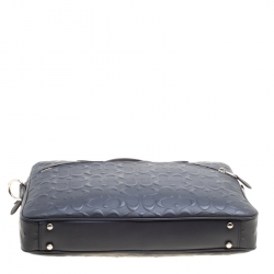 Pre Owned Coach Dark Blue Coated Canvas Hudson Slim Laptop Bag