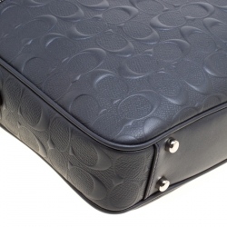 Pre Owned Coach Dark Blue Coated Canvas Hudson Slim Laptop Bag