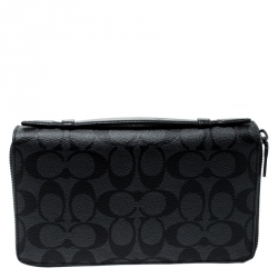 Coach Charcoal PVC Double Zip Travel Organizer