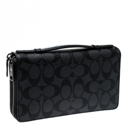 Coach Charcoal PVC Double Zip Travel Organizer