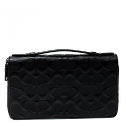 Coach Black Leather Double Zip Travel Organizer Coach | TLC