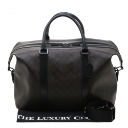 Coach Brown/Black Signature Coated Canvas and Leather Voyager Bag