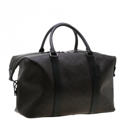 Coach Brown/Black Signature Coated Canvas and Leather Voyager Bag