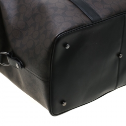 Coach Brown/Black Signature Coated Canvas and Leather Voyager Bag