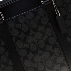 Coach Charcoal Signature Canvas and Leather Perry Slim Laptop Bag