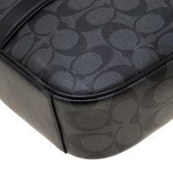 Coach Charcoal Signature Canvas and Leather Perry Slim Laptop Bag