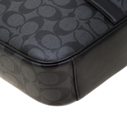 Coach Charcoal Signature Canvas and Leather Perry Slim Laptop Bag