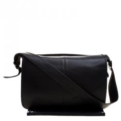 Pre Owned Coach Black Leather Messenger Bag