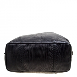 Coach Black Python Embossed Leather and Suede Oversized Tote