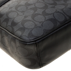 Coach Charcoal Signature Coated Canvas and Leather Flight Messenger Bag
