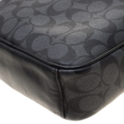 Coach Charcoal Signature Coated Canvas and Leather Flight Messenger Bag