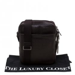 Coach Brown Signature Embossed PVC Heritage Crossbody Bag