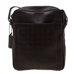 Coach Brown Signature Embossed PVC Heritage Crossbody Bag
