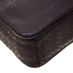 Coach Brown Signature Embossed PVC Heritage Crossbody Bag