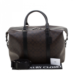 Coach Brown/Black Signature Coated Canvas Metropolitan Duffle Bag