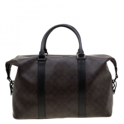 Coach Brown/Black Signature Coated Canvas Metropolitan Duffle Bag