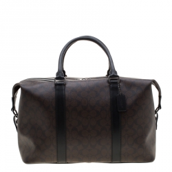Coach Brown/Black Signature Coated Canvas Metropolitan Duffle Bag