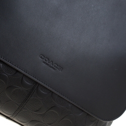 Coach Black Signature Embossed Leather Charles Messenger Bag
