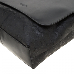 Coach Black Signature Embossed Leather Charles Messenger Bag