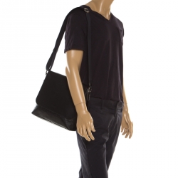 Coach Black Signature Embossed Leather Charles Messenger Bag
