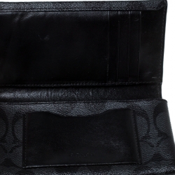 Coach Grey Signature Coated Canvas Long Bifold Wallet    