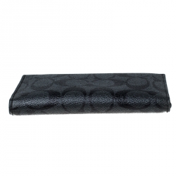 Coach Grey Signature Coated Canvas Long Bifold Wallet    
