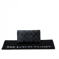 Coach Grey Signature Coated Canvas Long Bifold Wallet    