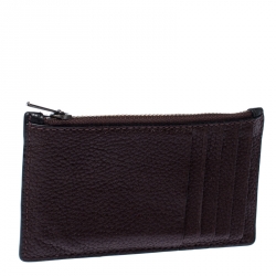 Coach Black/Maroon Leather Credit Card Holder  