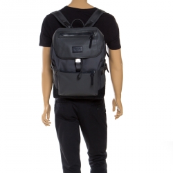 Pre Owned Coach Grey Leather, Nylon and Suede Manhattan Backpack